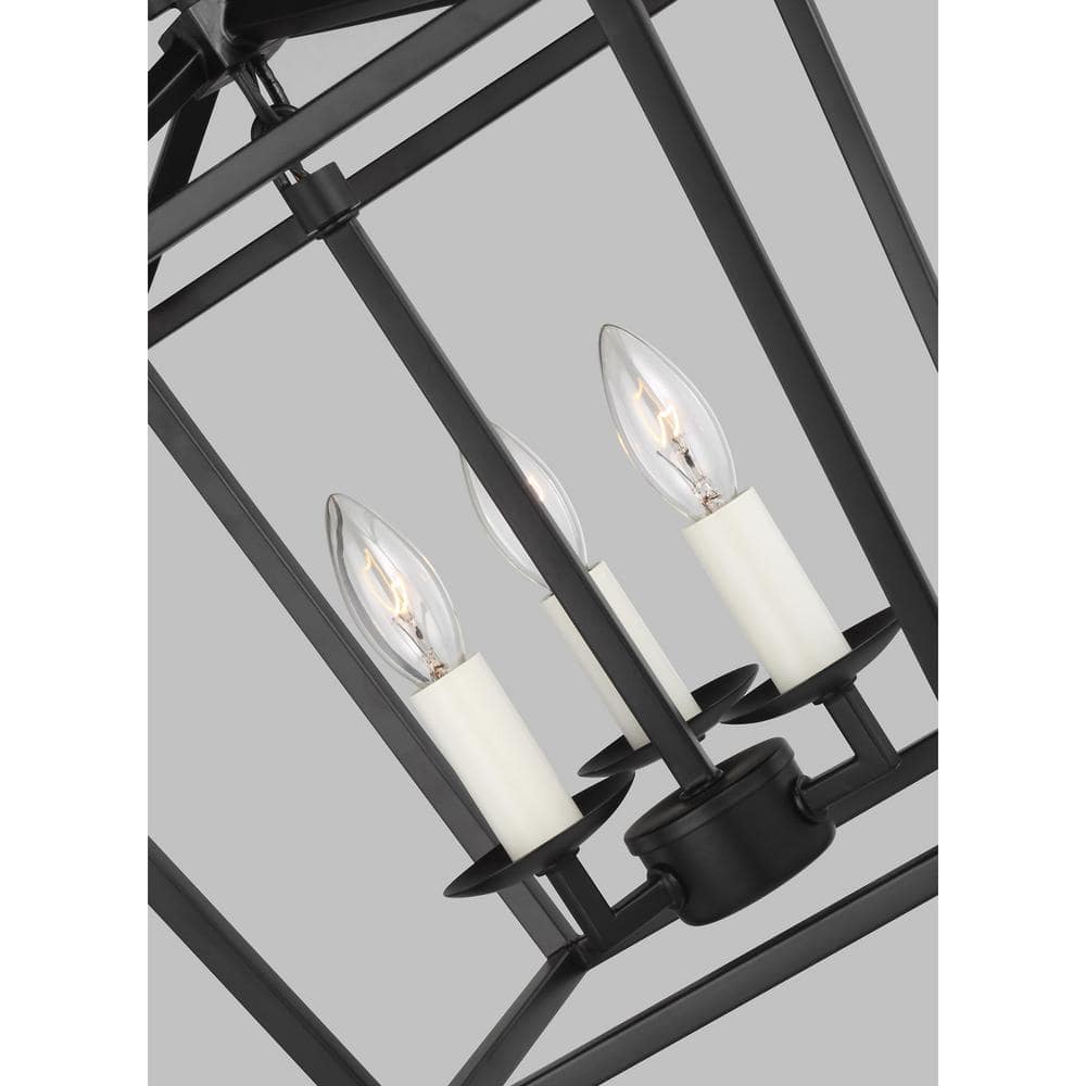 Midnight Black Mini Lantern Pendant with Candelabra Torpedo Bulbs