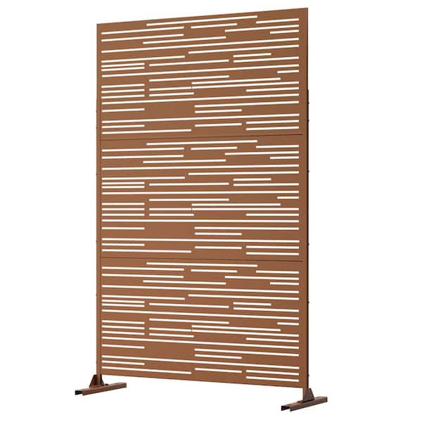 Dovelina 76 in. Galvanized Steel Garden Fence Outdoor Privacy Screen Garden Screen Panels Shine Pattern in Brown