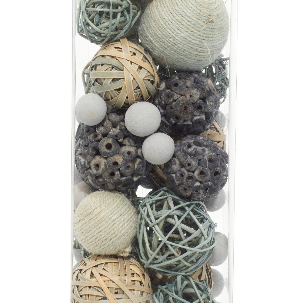 DecMode Gray 6" Handmade Dried Plant Orbs & Vase Filler with Varying Designs (3 Count)