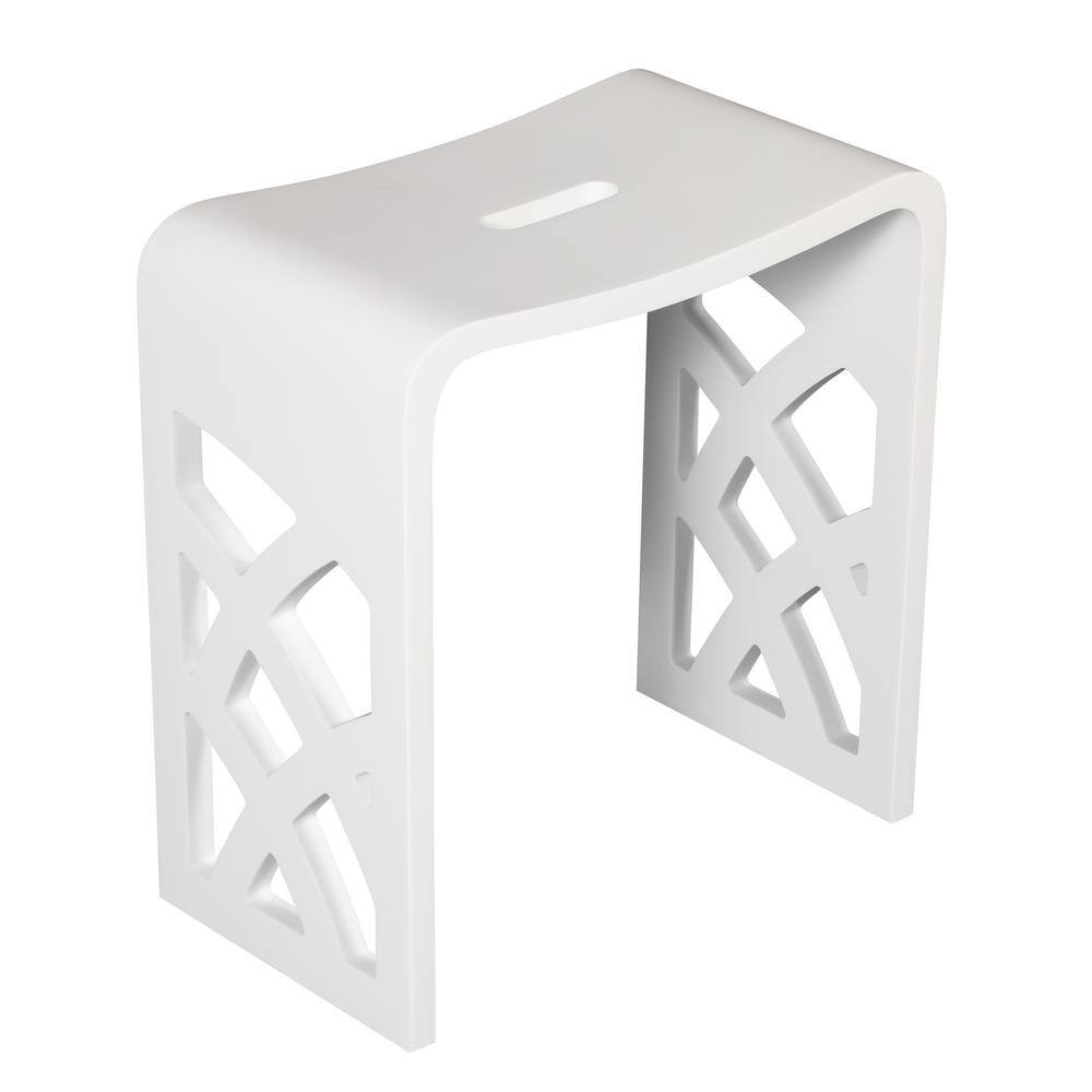 White Matte Resin Bathroom and Shower Stool