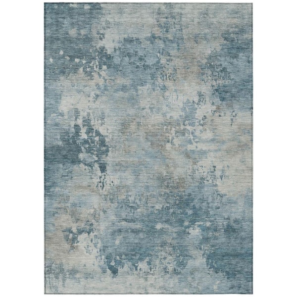 Chantille Machine Washable Indoor/Outdoor Abstract ACN2073 Teal 9 ft. x 12 ft. Area Rug
