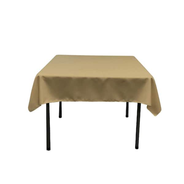 LA Linen 58 in. x 58 in. Taupe Polyester Poplin Square Tablecloth