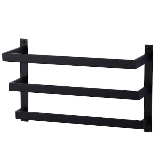 Square 20 in Wall Mounted Towel Rack Single Towel Holder in Matte Black