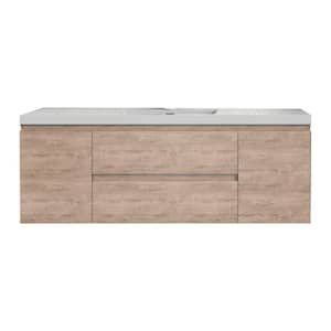Bremen 48 in. W. x 20 in D x 22.5 in H Single Sink Floating Bath Vanity in White Oak with White Engineered Composite Top