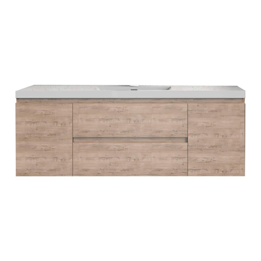 Bremen 60 in. W x 20 in D x 22.5 in H Single Sink Floating Bath Vanity in White Oak with White Top price history on PriceWatchPro