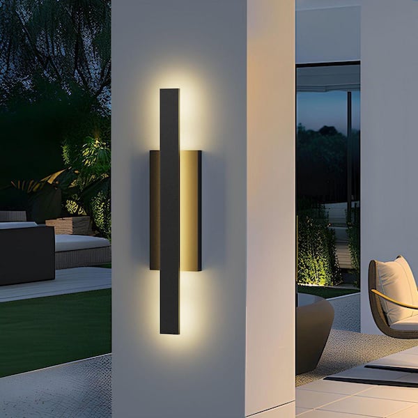 LamQee 30.75 in. Black Integrated LED Outdoor Hardwired Wall