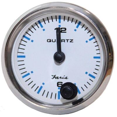 Chesapeake Stainless Steel Analog Clock (Quartz) - 2 in., White