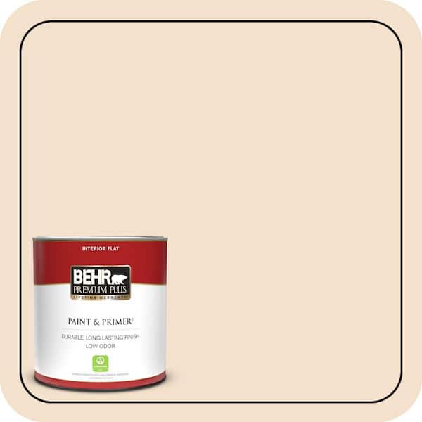 BEHR PREMIUM PLUS 1 qt. #BWC-08 Pebble Cream Flat Low Odor Interior Paint & Primer