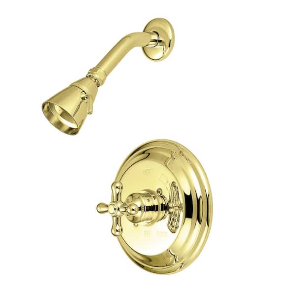 Restoration Single-Handle 1-Spray Shower Faucet 1.8 GPM in Polished Brass (Valve Included)