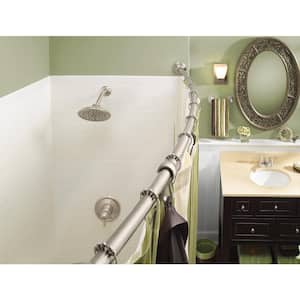 72 in. Curved Shower Rod with Pivoting Flanges in Brushed Nickel