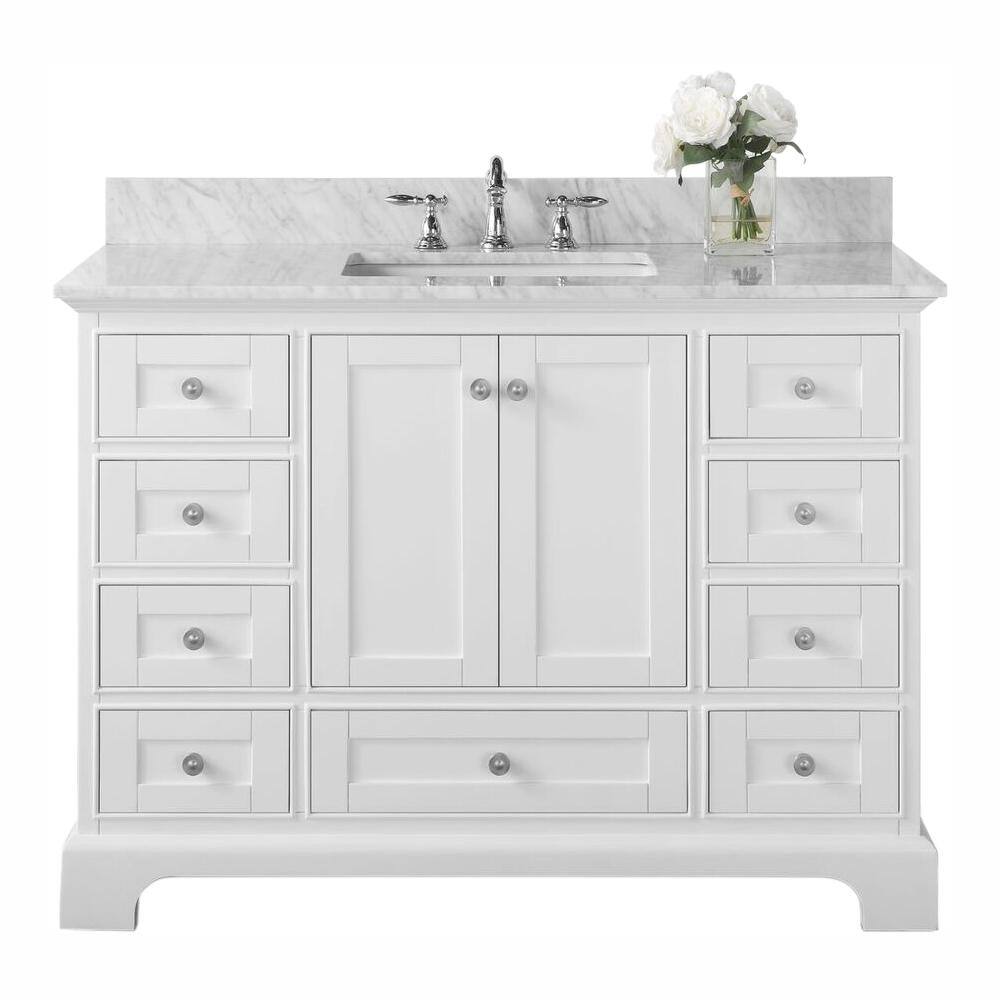 Ancerre Designs Audrey 48 in. W x 22 in. D Vanity in White with Marble ...