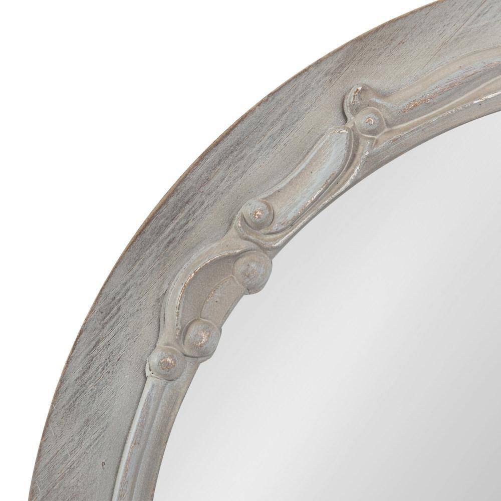 Irelyn 26" Round Gray Wood Wall Mirror