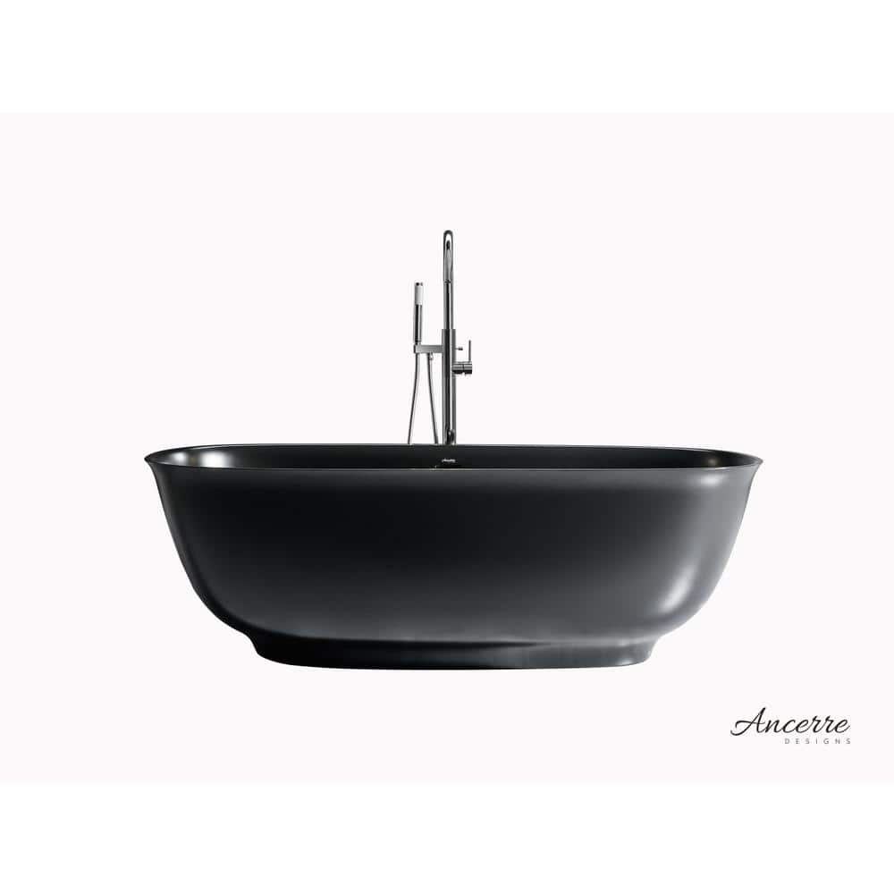 Fiore 67'' Matte Black Acrylic Freestanding Bathtub