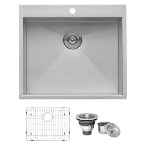 16-Gauge Stainless Steel 25 in. Single Bowl Drop-in Workstation Kitchen Sink