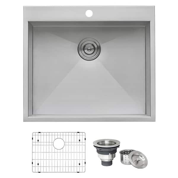Ruvati Tirana 25 in. Drop-in Topmount SIngle Bowl 16-Gauge Stainless Steel Kitchen Sink