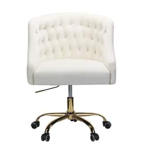 Lydia 24.5 in. Mid-Century Modern Ivory Velvet Tufted Hand-Curated Task Chair