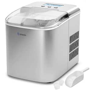 10 in. W 26 lbs. Portable Ice Maker with LCD Display and Ice Scoop in Silver