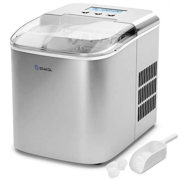 Costway Portable Ice Maker Machine Countertop 26Lbs/24H Self-cleaning w/  Scoop Silver\Green
