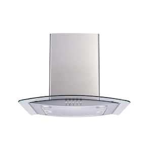 36 in. Convertible Glass Wall Mount Range Hood in Stainless Steel with Mesh Filter and Push Button Control