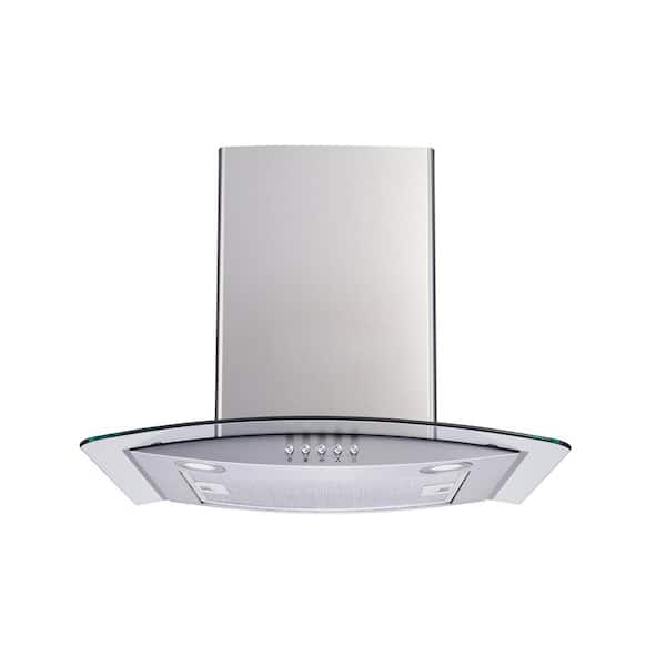 Winflo 36 in. Convertible Glass Wall Mount Range Hood in Stainless ...