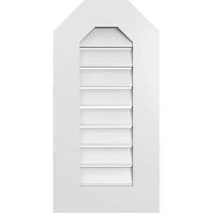 14 in. x 28 in. Octagonal Top Surface Mount PVC Gable Vent: Functional with Standard Frame