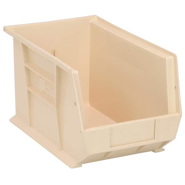 QUANTUM STORAGE SYSTEMS Ultra Series Stack and Hang 7.2 Gal. Storage Bin in Ivory (12-Pack)
