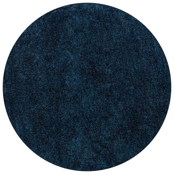 Haze Solid Low-Pile Navy 4 ft. Round Area Rug
