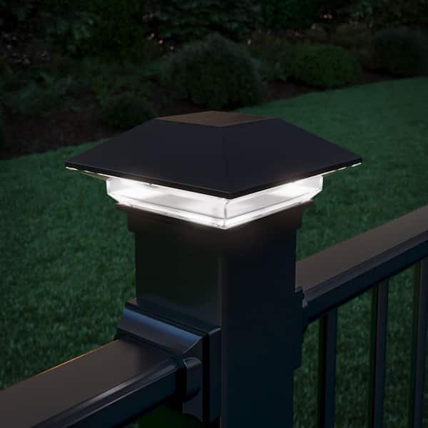 Classic 4 in. x 4 in. Black Plastic Pyramid Solar Post Cap (2-Pack)