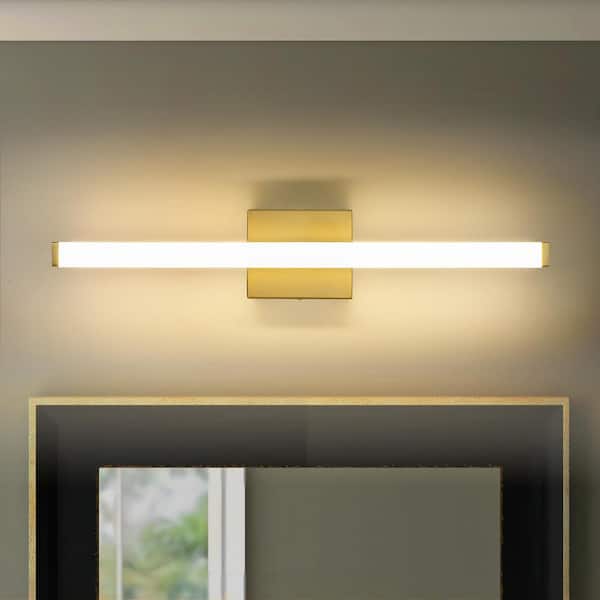 Liz 1-Light 23.62 in. Brushed Gold Dimmable LED Bathroom Vanity Light, Available as Mural Light and Wall Sconce