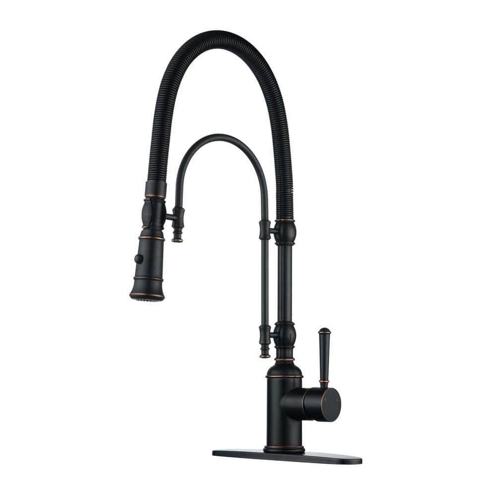 ALEASHA Single Handle Pull Down Sprayer Kitchen Faucet in Oil Rubbed