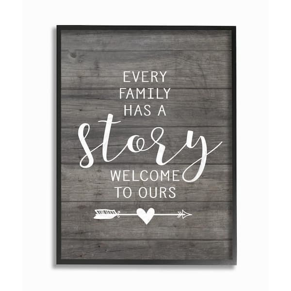 Stupell Industries 11 in. x 14 in. "Every Family Has A Story" by Lettered and Lined Wood Framed Wall Art