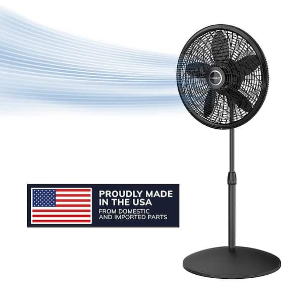 Cyclone 18 in. 3 Speed Oscillating Pedestal Fan for Home in Black with Adjustable Height, Tilt Back Head, Easy Assembly