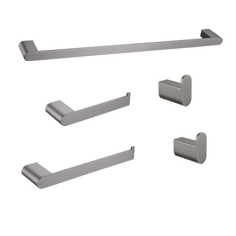 5-Piece Bathroom Hardware Set with Towel Bar, Paper Holder and Hooks in Gunmetal price history on PriceWatchPro