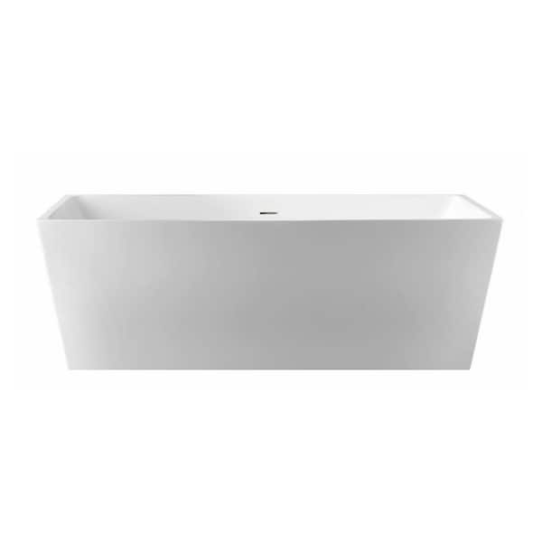 Allure 59 in. x 29 in. Freestanding Acrylic Soaking Bathtub with Center Drain in Polished Nickel