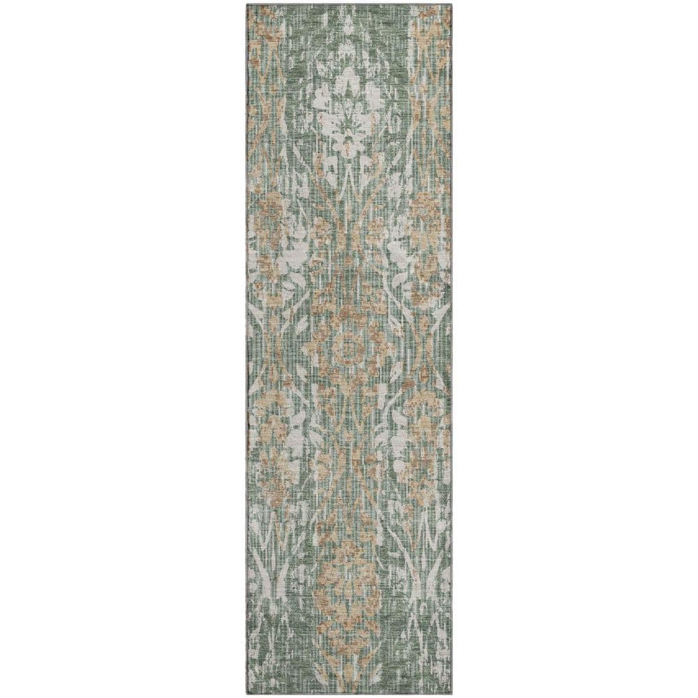 Mayfield Premium Machine Washable Abstract AMF2482 Basil 2 ft. x 7 ft. Runner Rug price history on PriceWatchPro
