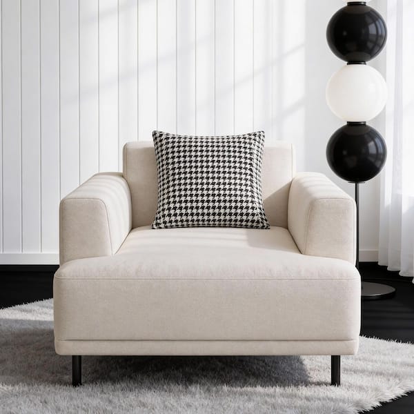 40.55 in. Square Arm Upholstery Material Fabric Square Sofa 37 in. Beige