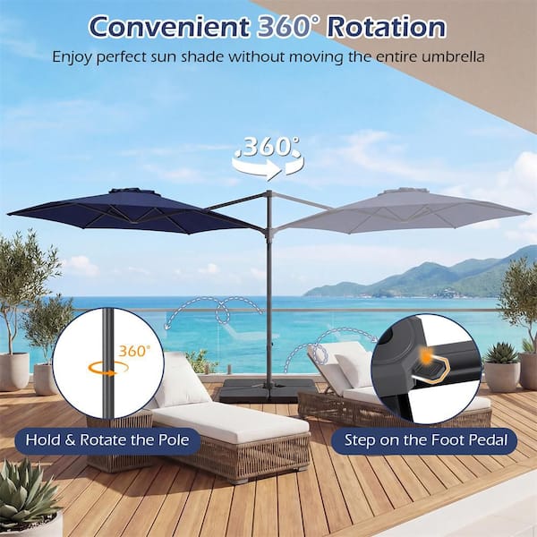 best choice products 15 double-sided patio umbrella with crank Double Sided Swing Arm Patio Umbrella 15 Feet Patio Double-Sided Umbrella  With Hand-Crank System-