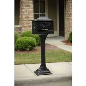 Pedestal Black, Large, Aluminum, Locking, All-In-One Mailbox and Post Combo