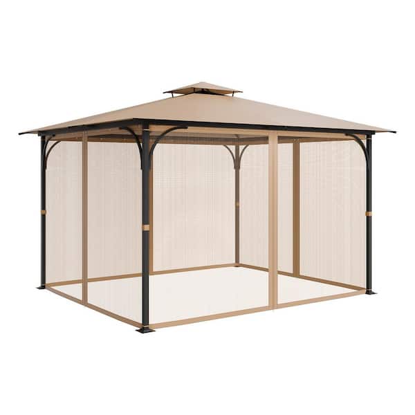 Gazebo Netting Replacement, Compatible with 10 x 12 x 7.3 ft. Gazebo, 4-Panel Patio Screen with Double Zipper Closure
