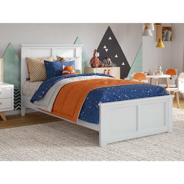 AFI Charlotte White Solid Wood Frame Twin Low Profile Platform Bed with ...