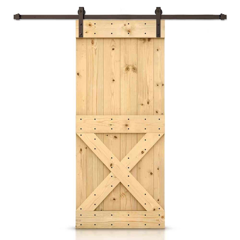 22 in. x 80 in. Mini X Series Solid Core Unfinished DIY Wood Interior Sliding Barn Door with Hardware Kit price history on PriceWatchPro