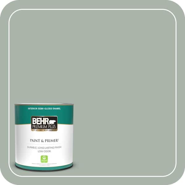 BEHR PREMIUM PLUS 1 qt. #BXC-38 Alpine Air Semi-Gloss Enamel Low Odor Interior Paint & Primer