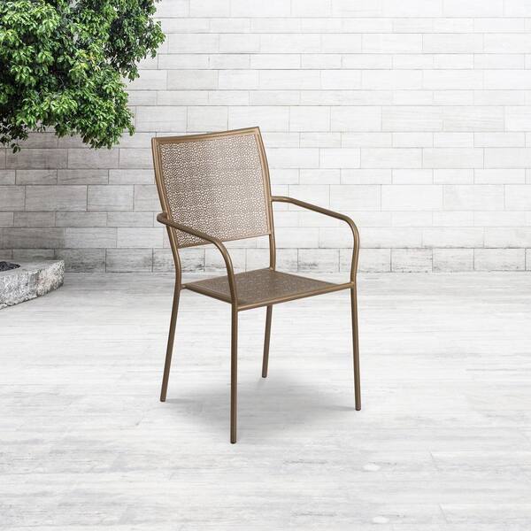 Carnegy Avenue Metal Outdoor Dining Chair in Gold CGA-XU-178152-GO