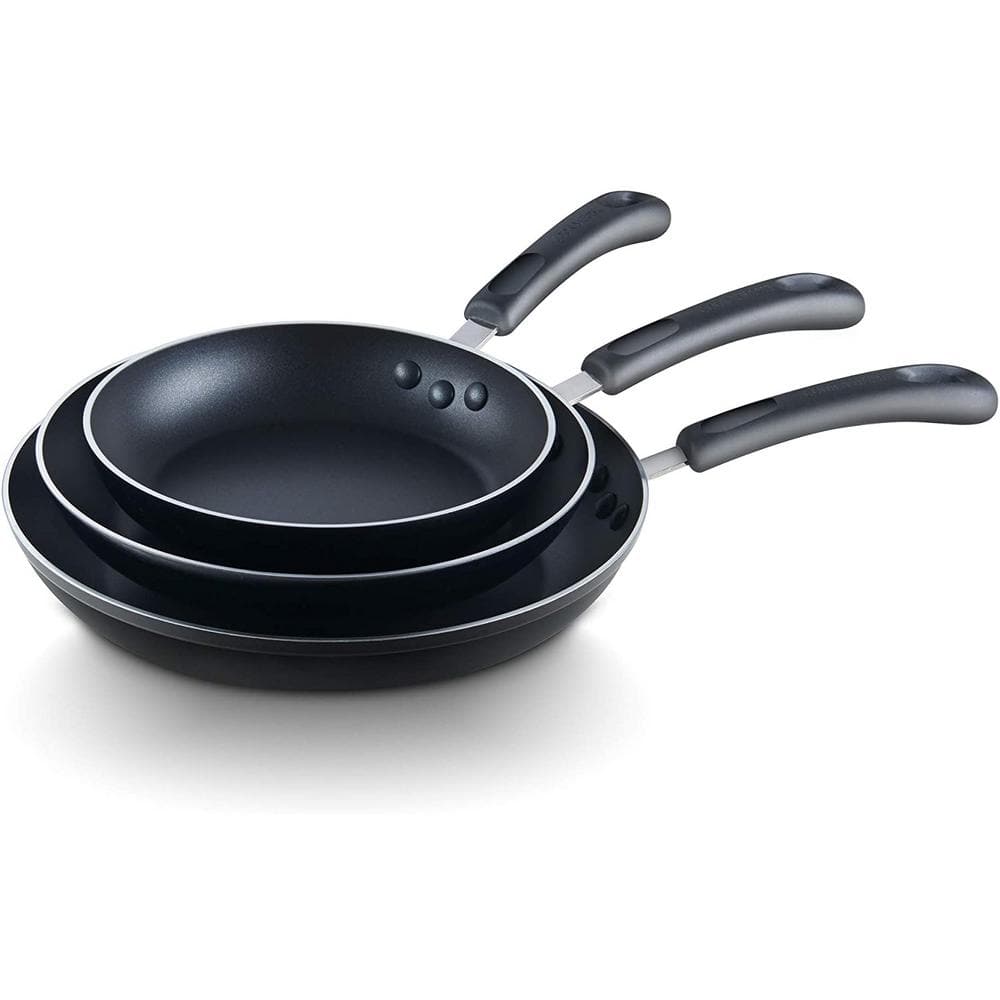 Black Aluminum Nonstick Fry Pan Set, 8/9.5/11-Inch, 3-Piece
