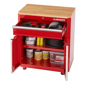 Ready-to-Assemble 24-Gauge Steel 1-Drawer 2-Door Garage Base Cabinet in Red (28 in. W x 32.8 in. H x 18.3 in. D)