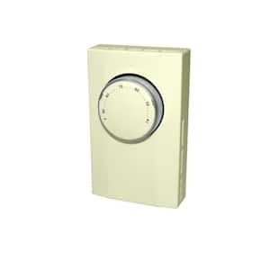 Line Voltage Double Pole Mechanical Bi-Metal Thermostat in Almond