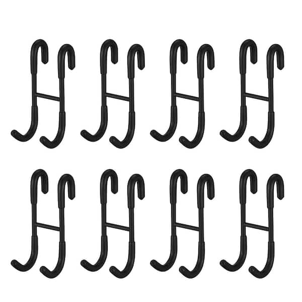 BWE Frameless Bathroom Towel Hook Shower Glass Door Hook Drilling-Free J-Hook Robe/Towel Hook Robe Hook in Black 8-Pack