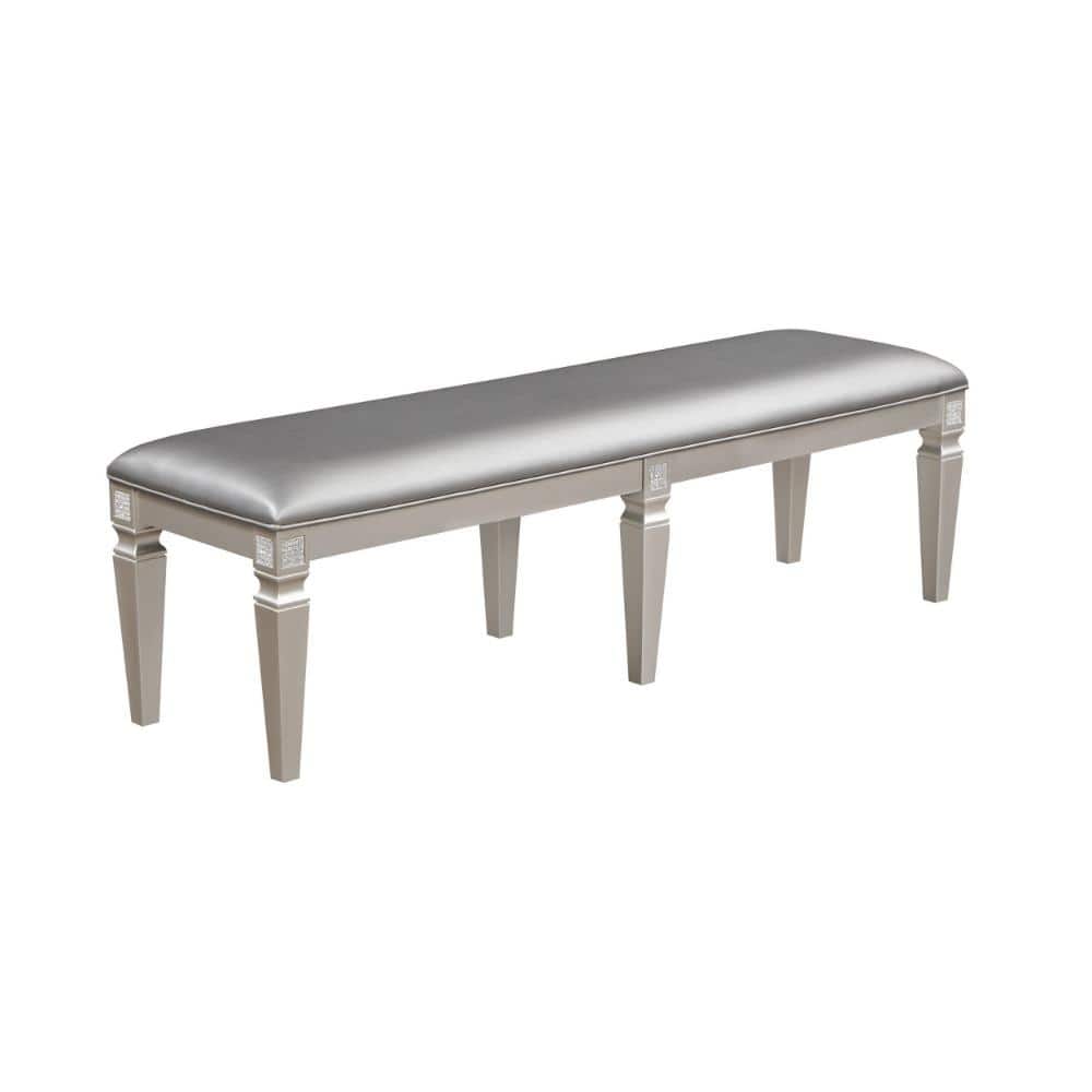 Gray and Taupe and Silver 60 in. Backless Bedroom Bench with Wooden Frame price history on PriceWatchPro