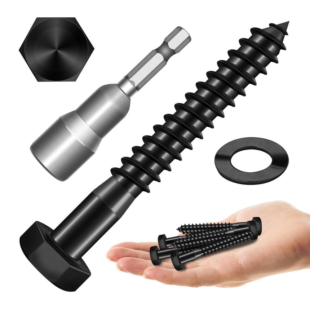 Hex Head Lag Screws 3/16'' X 1-1/2'' Inch, Stainless Steel Black Lag Bolt Wood Screws 25PCS - View #7