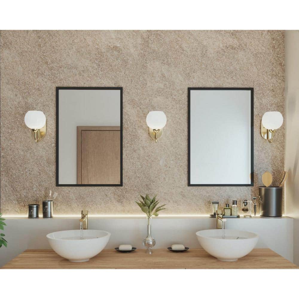 Vintage Gold and White Glass Globe Bath Wall Light